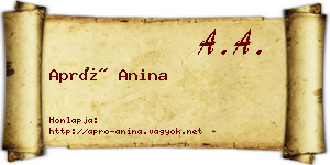Apró Anina névjegykártya